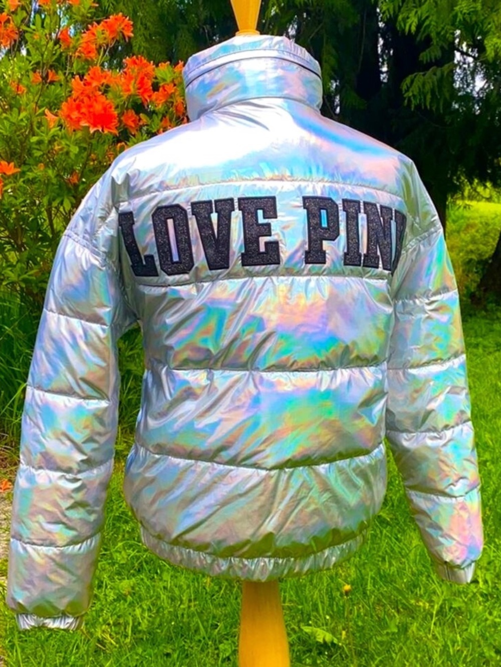 VS PINK • 2017 Limited Edition Holographic Varsity Puffer Jacket